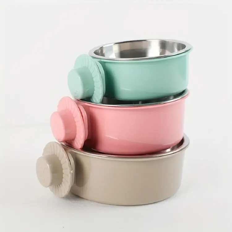 Adorable et pratique gamelle en métal taille L en coloris rose pastel | Parrot Planet.fr