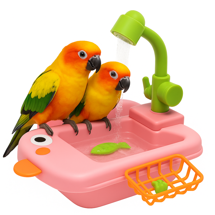 Bassin pour perruches avec jouets colorés | Parrot Planet.fr