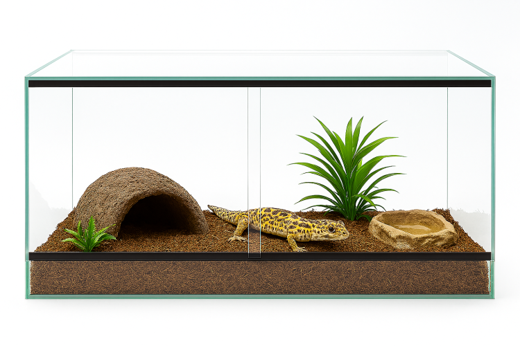 Terrarium 80x40x40 cm – pour geckos, mygales et jeunes serpents, verre 4 mm, ventilation haut-bas, portes coulissantes | ParrotPlanet.fr