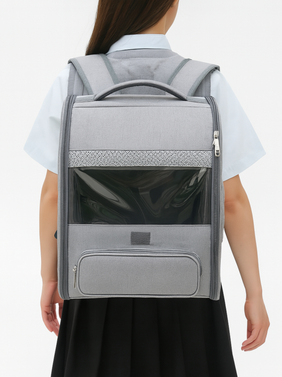 Sac à dos de transport pour perroquets avec perchoir | Gris | ParrotPlanet.fr