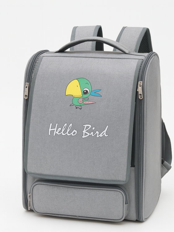 Sac à dos de transport pour perroquets avec perchoir | Gris | ParrotPlanet.fr