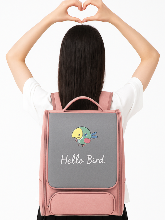 Sac à dos de transport pour perroquets avec perchoir | Rose | ParrotPlanet.fr