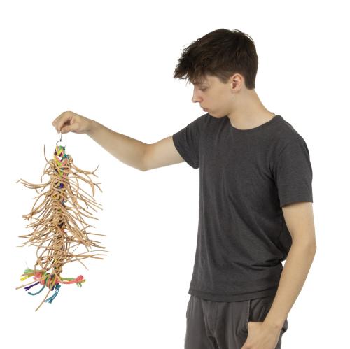 Jouet naturel Shredder Leather Kabob XL – pour grands perroquets | ParrotPlanet.fr
