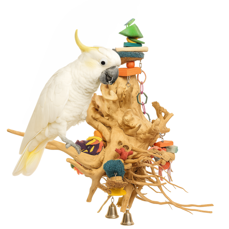 Giant Java Crown – balançoire et aire de jeu moyenne en noix de coco et bois pour perroquets | ParrotPlanet.fr