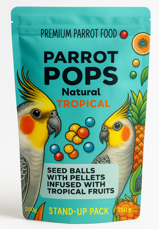 Parrot Pops Tropical - mélange croustillant de fruits tropicaux pour petites et moyennes perruches 250g de ParrotPlanet.fr
