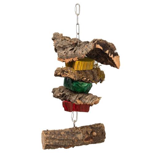 Jouet en liège et plaquettes de bois – Jouet naturel pour perroquets | Longueur env. 15 cm od ParrotPlanet.fr