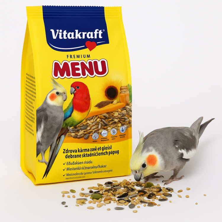 Vitakraft Menu pour calopsittes et perroquets moyens 1 kg – Aliment complet naturel avec miel, vitamines et minéraux od ParrotPlanet.fr
