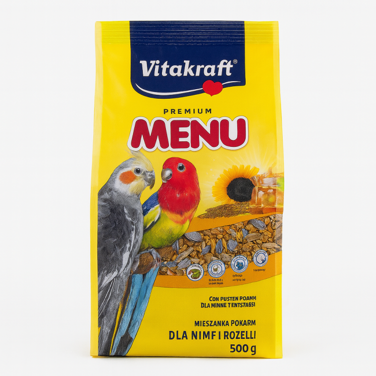 Vitakraft Menu pour calopsittes et perroquets moyens 1 kg – Aliment complet naturel avec miel, vitamines et minéraux od ParrotPlanet.fr