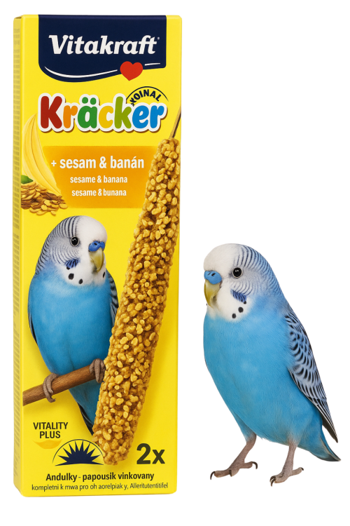 Vitakraft Premium Kräcker Sésame & Banane 60 g (2 pièces) – Bâtonnets aux graines et fruits pour perruches ondulées od ParrotPlanet.fr