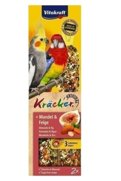 Vitakraft Kräcker Premium – Figue & Amandes (2 pièces) – Bâtonnets gourmands pour calopsittes od parrotplanet.fr