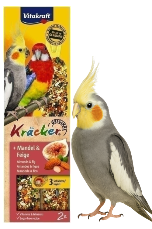 Vitakraft Kräcker Premium – Figue & Amandes (2 pièces) – Bâtonnets gourmands pour calopsittes od parrotplanet.fr