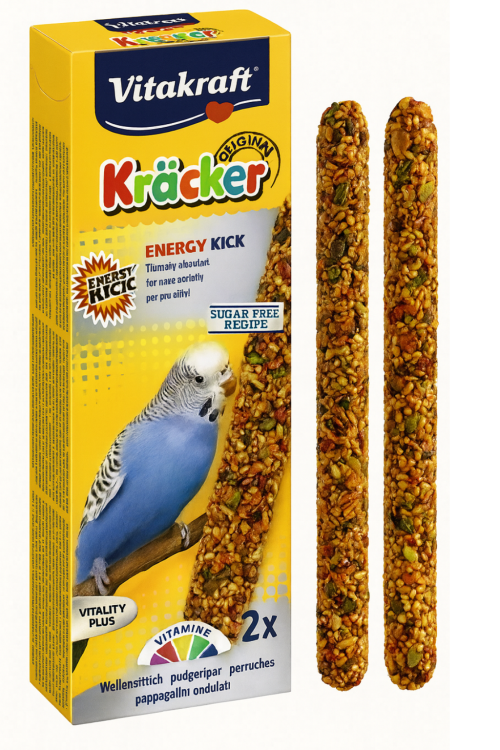 Vitakraft Kräcker Energy pour perruches ondulées – 2 pièces | Énergie naturelle, graines, miel et œufs od parrotplanet.fr