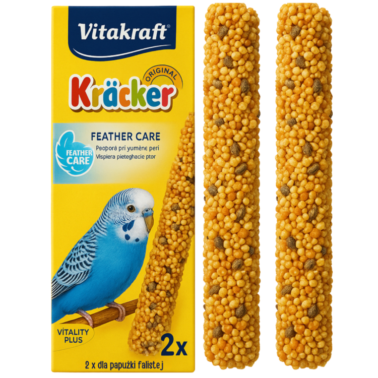 Vitakraft Premium Kräcker Funny Fitness 60 g (2 pièces) – Bâtonnets vitaminés pour perruches ondulées pendant la mueod Parrotplanet.fr
