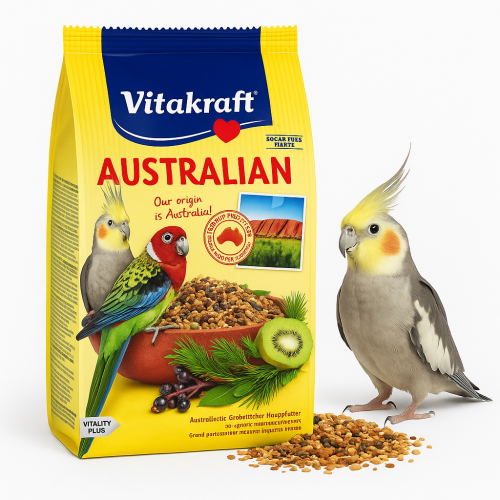 Vitakraft Australian 750 g – Aliment premium pour calopsittes et perruches rosellas | Ingrédients naturels, fruits, graines et complexe complet de vitamines od ParrotPlanet.fr