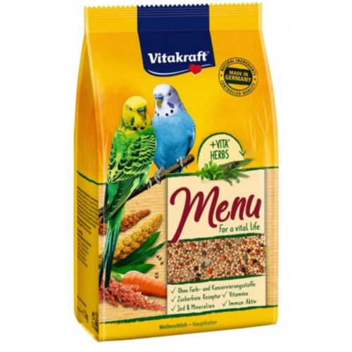Vitakraft MENU Premium 500 g pour perruches ondulées – Aliment complet avec iode, vitamines et Vital Pellets od ParrotPlanet.fr