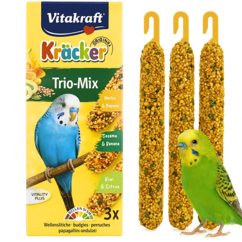 Vitakraft Kräcker Mix Premium – Banane, Kiwi & Poivron (3 pièces) – Bâtonnets premium variés pour perruches ondulées od ParrotPlanet.fr