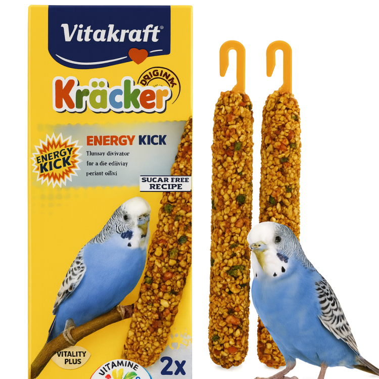 Vitakraft Kräcker Energy pour perruches ondulées – 2 pièces | Énergie naturelle, graines, miel et œufs od parrotplanet.fr