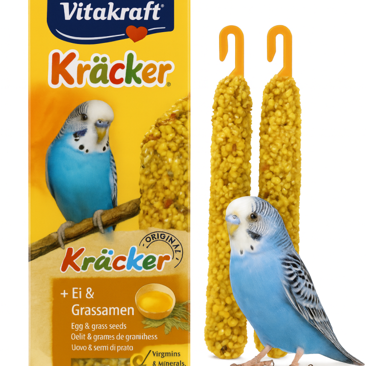 Vitakraft Kräcker Œuf & Herbe pour perruches ondulées (2 pièces) – Friandise croustillante aux ingrédients naturels pour un bec sain od ParrotPlanet.fr