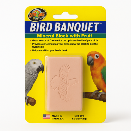Zoo Med | Exotic Fruit Formula Bird Banquet XL | bloc minéral au calcium aux fruits exotiques pour perroquets 142 g od ParrotPlanet.fr