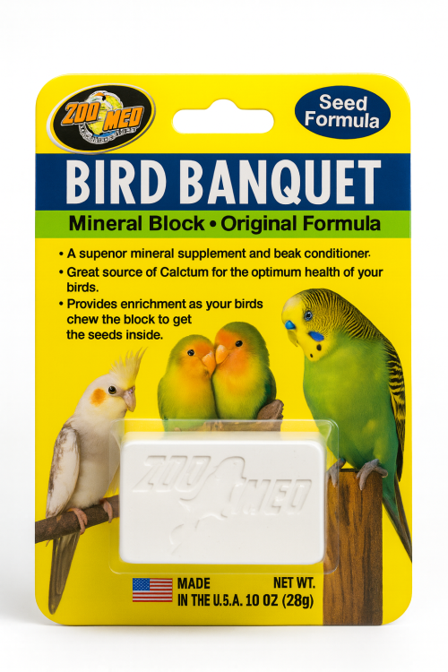 Zoo Med | Original Formula Bird Banquet | bloc minéral au calcium avec graines pour perroquets | 28 g  de ParrotPlanet.fr