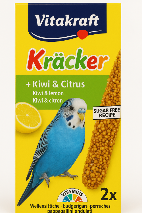 Vitakraft Kräcker Kiwi & Agrumes pour Perruche Ondulée 2 pcs – épi naturel croustillant favorisant la santé de  Parrotplanet.fr