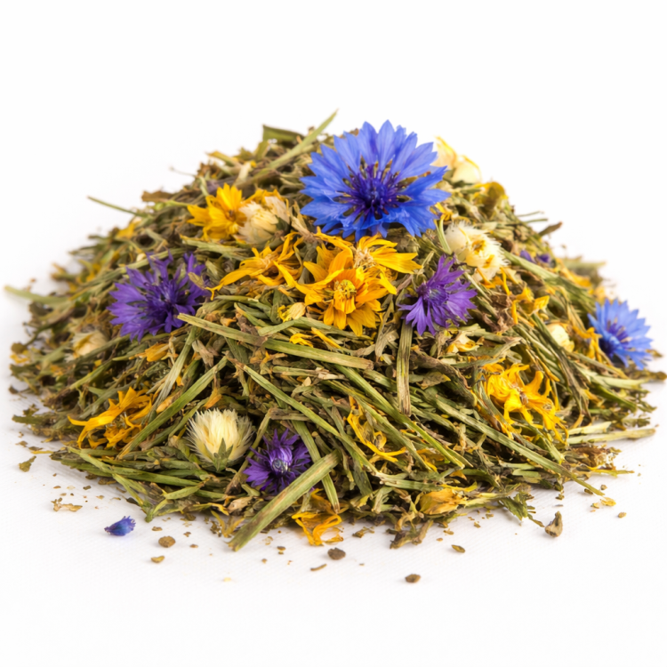 Festin des prés au bleuet pour lapins et cochons d’Inde – mélange naturel d’herbes et de graminées | 300 g de ParrotPlanet.fr