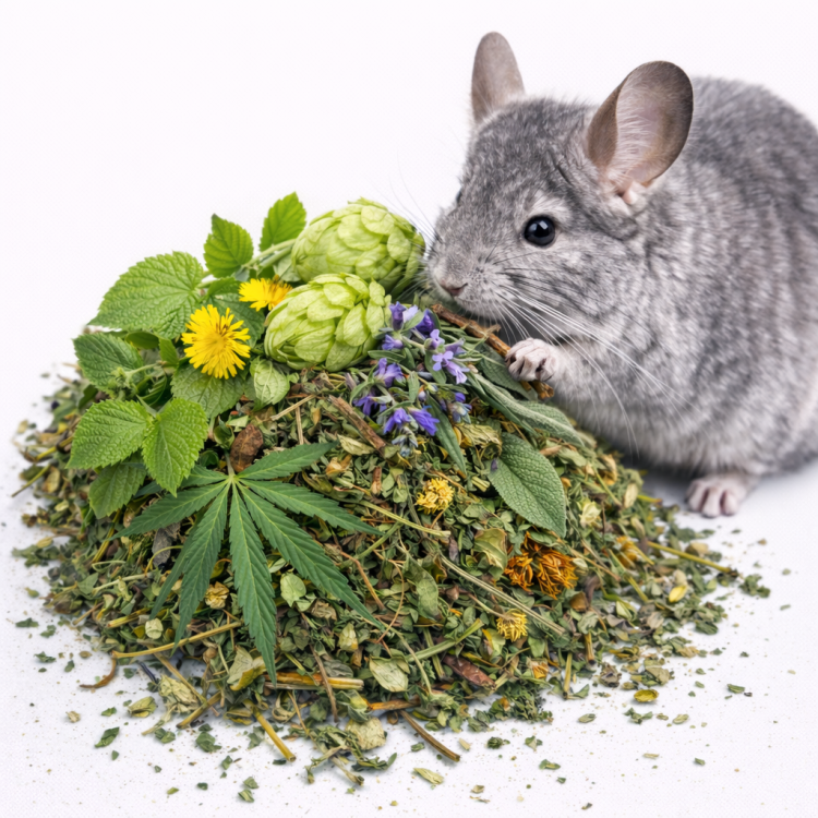 Herbes apaisantes pour chinchillas et octodons – mélange naturel calmant | 100 g de ParrotPlanet.fr