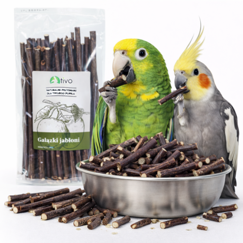 TIVO Gałązki jabłoni dla papug – naturalny gryzak i element foragingu | 100 g  od ParrotPlanet.pl