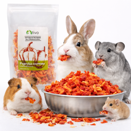 Poivron rouge lyophilisé pour rongeurs – friandise végétale naturelle | 20 g de ParrotPlanet.fr