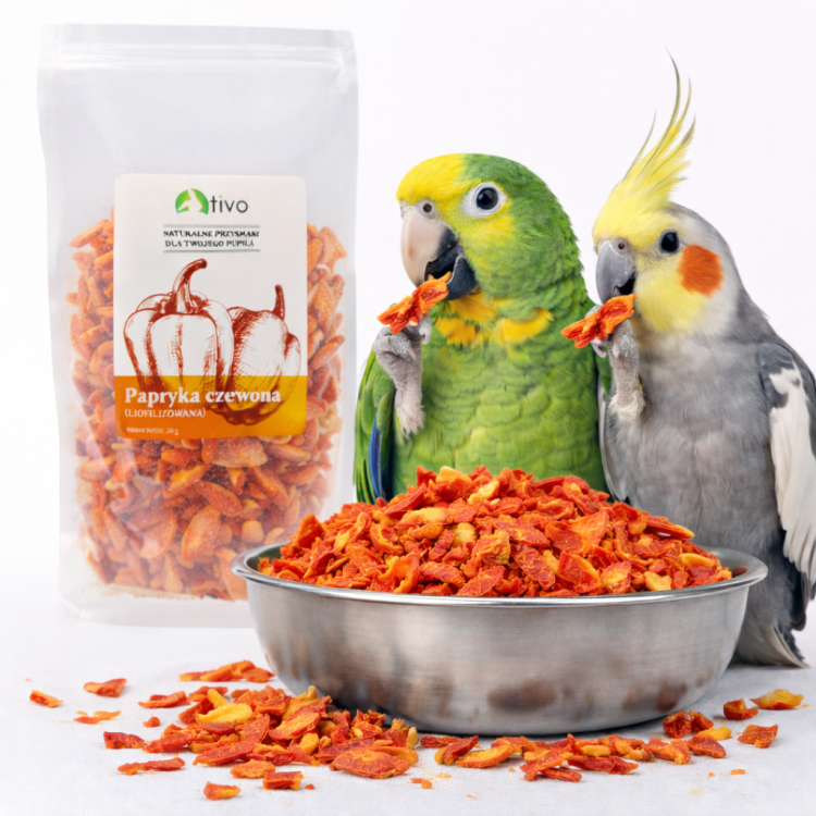 Papryka czerwona liofilizowana dla papug – naturalny dodatek warzywny | 20 g od ParrotPlanet.pl
