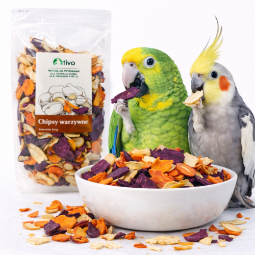 Chipsy warzywne dla papug – naturalna mieszanka suszonych warzyw | 250 g od ParrotPlanet.pl