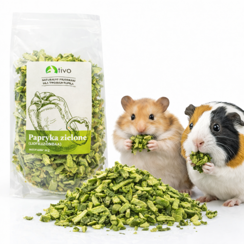 Poivron vert lyophilisé pour rongeurs – complément végétal naturel | 20 g de ParrotPlanet.fr
