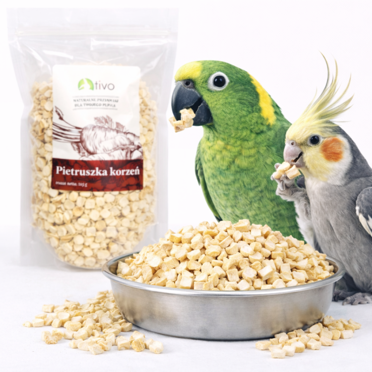Chrupiąca pietruszka dla papug – naturalny dodatek warzywny | 125 g od ParrotPlanet.pl
