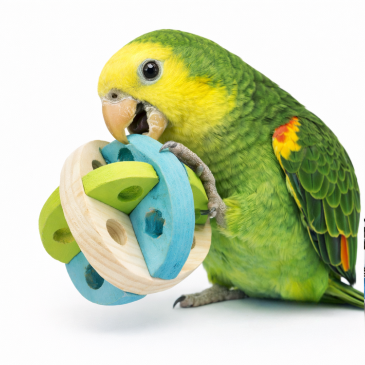 Kolorowa Piłka do Żerowania dla Papug 8 cm – Drewniana Kula Foraging | Zabawka do Ukrywania Przysmaków  od ParrotPlanet.pl