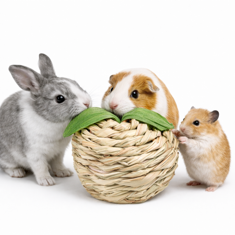 Boule en osier 8 cm pour rongeurs – Jouet naturel à ronger et à déchiqueter | Osier et feuille de maïs  od ParrotPlanet.fr