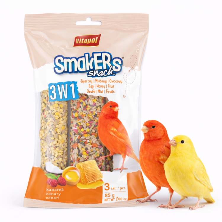 Smakers® 3 Smaki w 1 Opakowaniu 85 g – Jajeczny, Miodowy, Owocowy | Zestaw dla Kanarka od ParrotPlanet.pl
