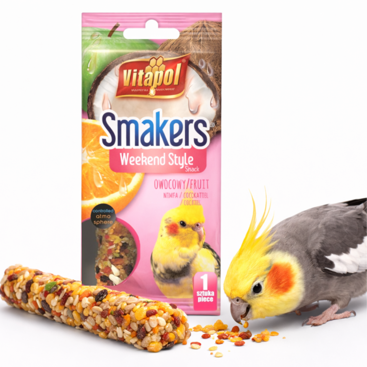 Vitapol Smakers dla Nimfy Owocowy Weekend Style 45 g – Owocowa Kolba dla Papug od ParrotPlanet.pl