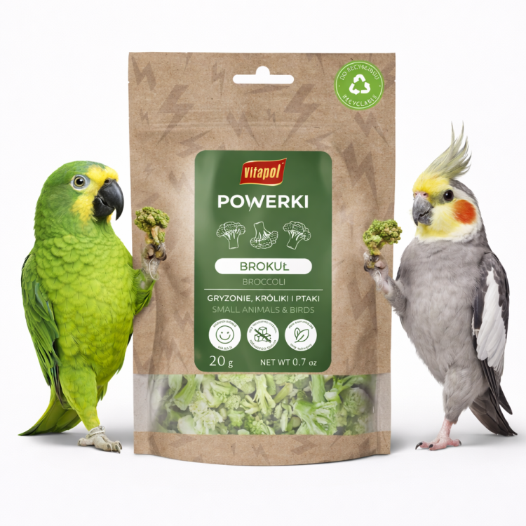 Powerki Vitapol - Brokuł liofilizowany - dla wszystkich papug, gryzoni, królika oraz ptaków egzotycznych 20g od ParrotPlanet.pl