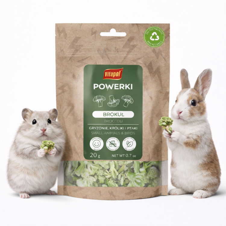 Powerki Vitapol Brocoli Lyophilisé 20 g – Friandise Naturelle pour Rongeurs de ParrotPlanet.fr