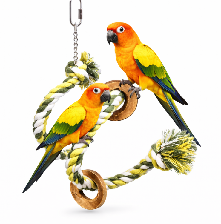 Jouet Spiralé Grignote & Grimpe pour Perroquets – Coton Naturel 50 cm de ParrotPlanet.fr