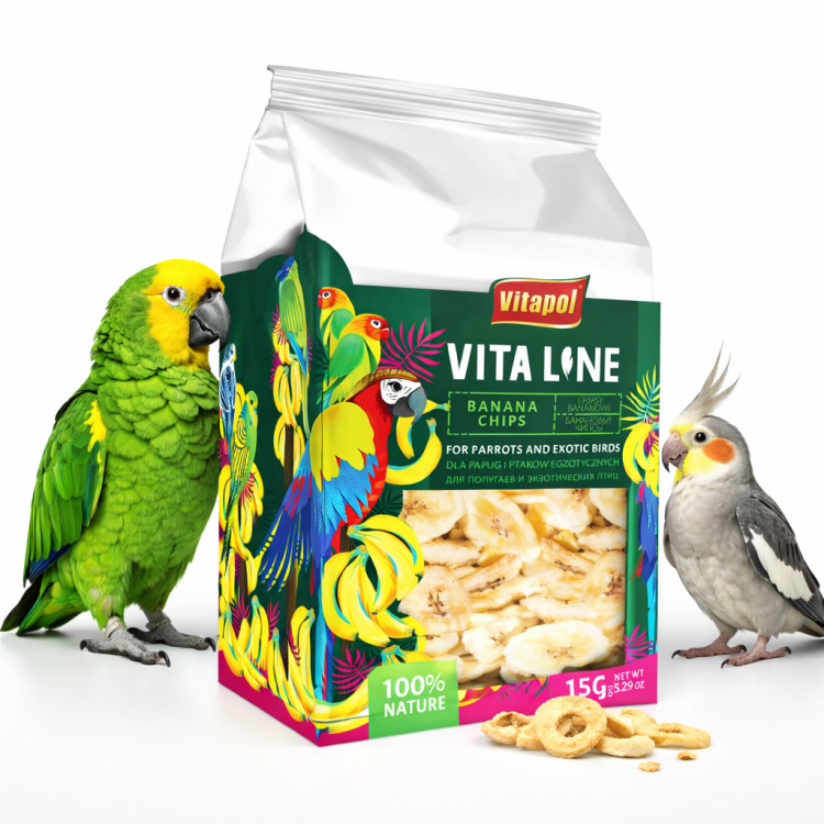 Vitapol VITALINE - Chipsy bananowe dla wszystkich papug 150g od ParrotPlanet.pl