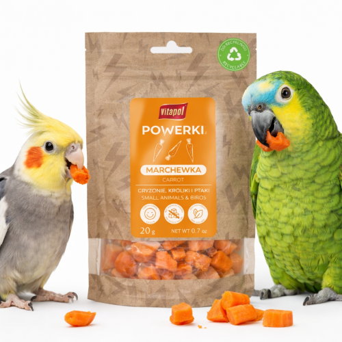 Powerki Vitapol – Marchew Liofilizowana 20 g dla Papug  od ParrotPlanet.pl