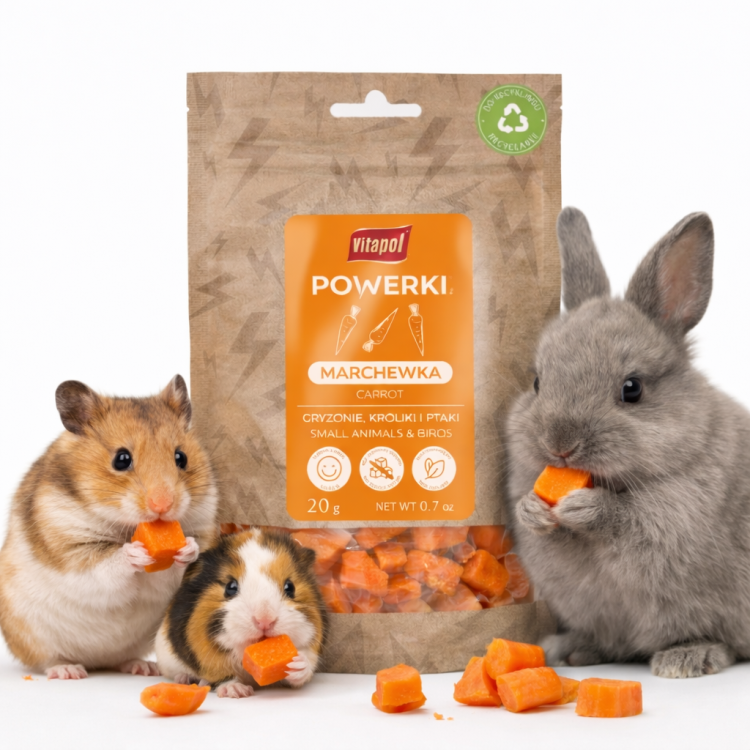 Powerki Vitapol – Carotte Lyophilisée 20 g pour Rongeurs et Lapins de ParrotPlanet.fr