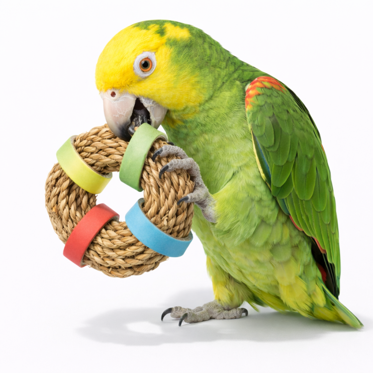 Donut - zabawka z trawy morskiej dla wszystkich papug od ParrotPlanet.pl
