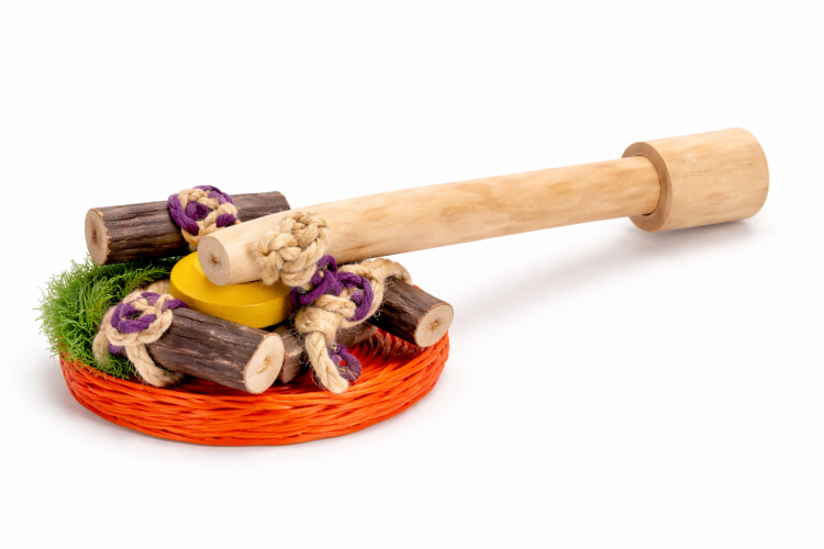 Perchoir en Java avec jouets L - Plaisir naturel pour grandes perruches de ParrotPlanet.fr