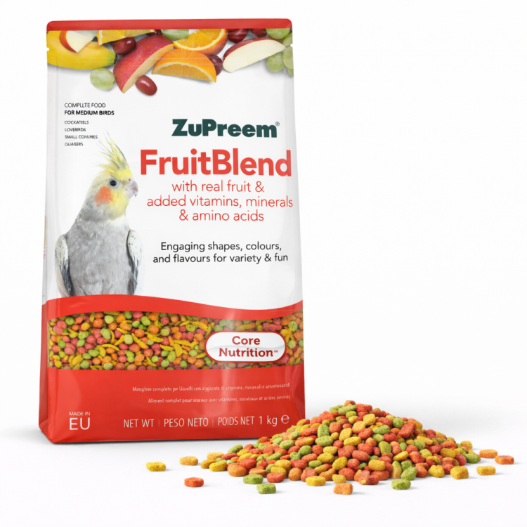 ZuPreem FruitBlend Medium - Complete Food for Cockatiels - Całoroczny granulat dla Nimf i małych papug - 1 kg