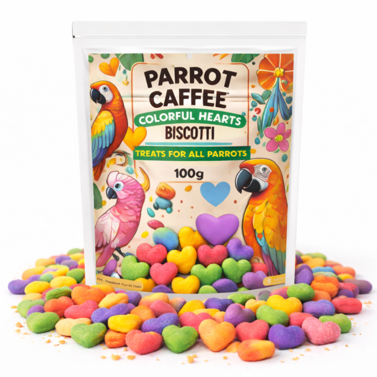 Biscuits Colorés en Cœurs pour Perroquets - PARROT CAFFEE 100g de ParrotPlanet.fr