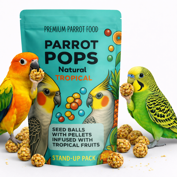 Parrot Pops Tropical - mélange croustillant de fruits tropicaux pour petites et moyennes perruches 250g de ParrotPlanet.fr