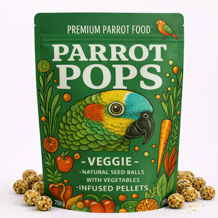 Parrot Pops Veggie – Boules de céréales et légumes pour grandes perruches 250g  de ParrotPlanet.fr