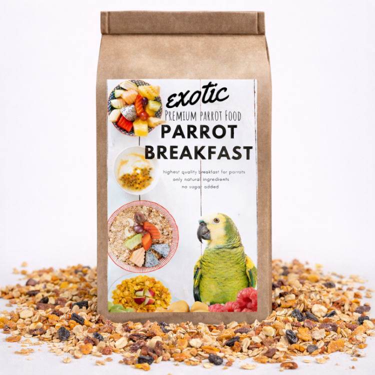 HOT EXOTIC Parrot Breakfast - Papuzie danie śniadaniowe, lub obiadowe na ciepło dla wszystkich papug 150g od ParrotPlanet.pl